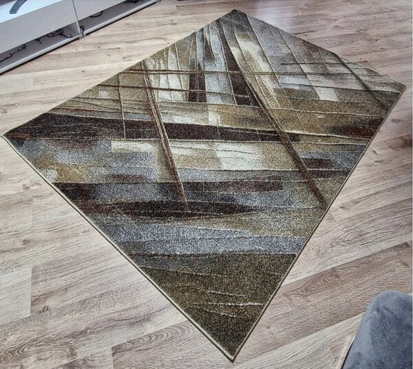 Hnedý koberec Villa 872 s linkovaným vzorom – moderný dizajn Rozmer: 60x100 cm