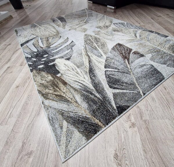 Koberec Villa 869 béžovo-sivý s listovým vzorom – viac rozmerov Rozmer: 60x100 cm