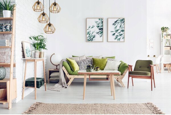 Závesné svietidlo Timber, 4x drevené tienidlo, o