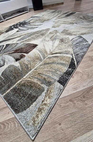 Koberec Villa 869 béžovo-sivý s listovým vzorom – viac rozmerov Rozmer: 60x100 cm