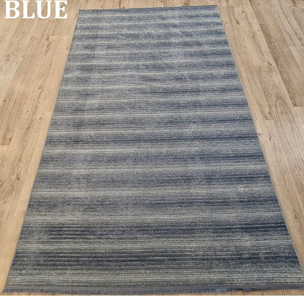 Pruhovaný koberec Saloon BLUE – modrý obdĺžnikový koberec Rozmer: 50x80 cm