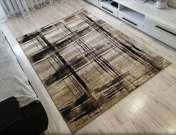 Moderný koberec Rio 170-Cream-Cream – béžovo-hnedý s geometrickým vzorom Rozmer: 60x100 cm