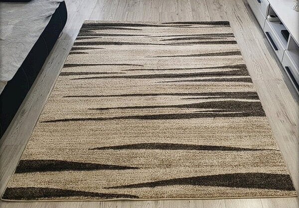 Pruhovaný koberec Rio v béžovo-čiernom prevedení | Cream Rozmer: 60x100 cm