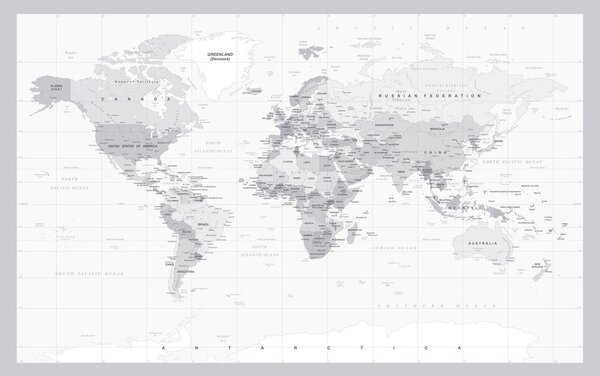 Obraz na korku klasická čiernobiela mapa so šedým okrajom