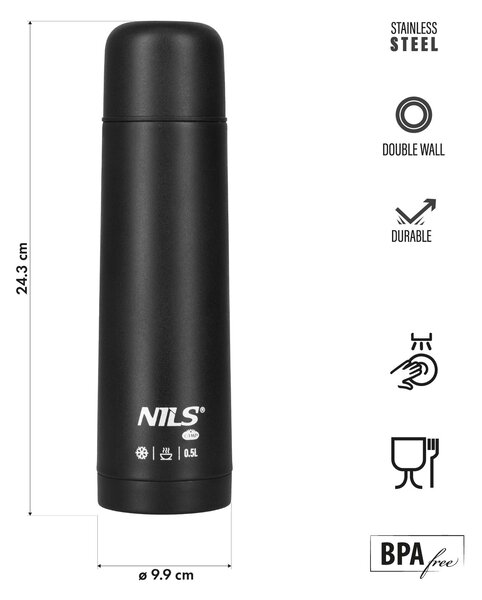 NC3803 ČIERNA TERMOSKA 500 ML NILS CAMP