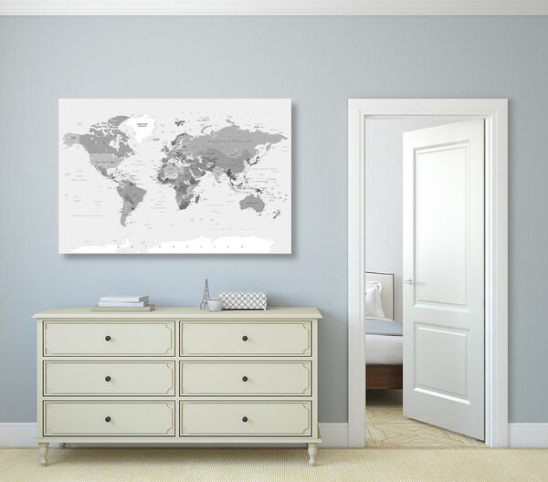 Obraz na korku klasická čiernobiela mapa