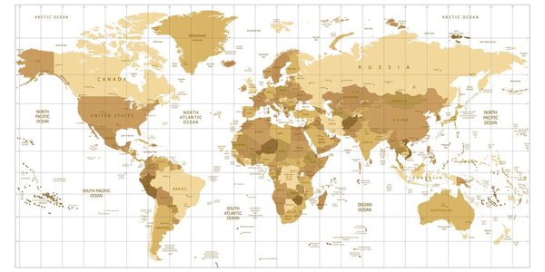 Obraz na korku béžová mapa sveta na svetlom pozadí