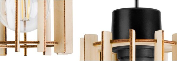 Závesné svietidlo Timber 7, 1x drevené tienidlo