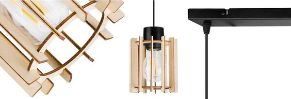 Závesné svietidlo Timber 7, 2x drevené tienidlo