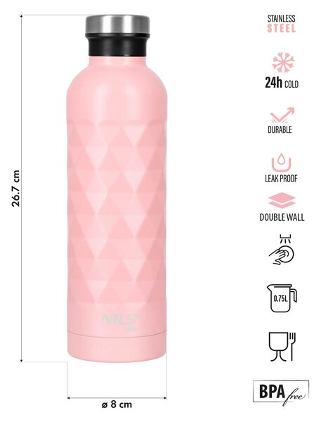 NC3805 RUŽOVÁ TERMOSKA 750 ML NILS CAMP
