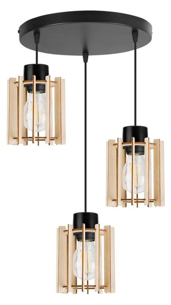 Závesné svietidlo Timber 7, 3x drevené tienidlo, o