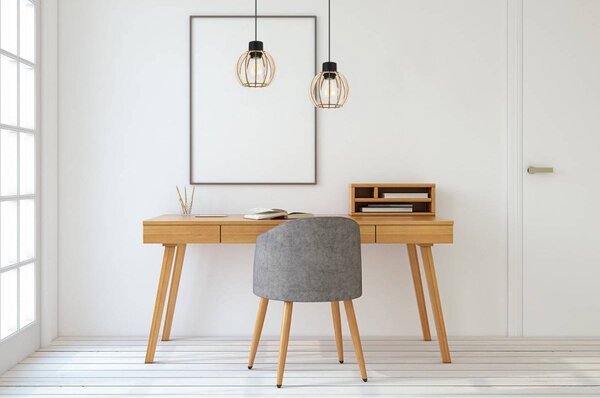 Závesné svietidlo Timber 8, 2x drevené tienidlo