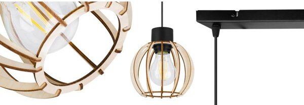 Závesné svietidlo Timber 8, 2x drevené tienidlo