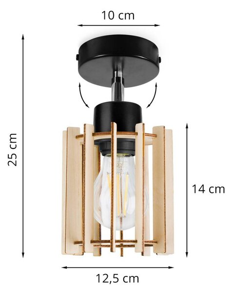 Bodové svietidlo Timber 7, 1x drevené tienidlo, kp