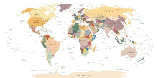 Obraz na korku mapa s názvami