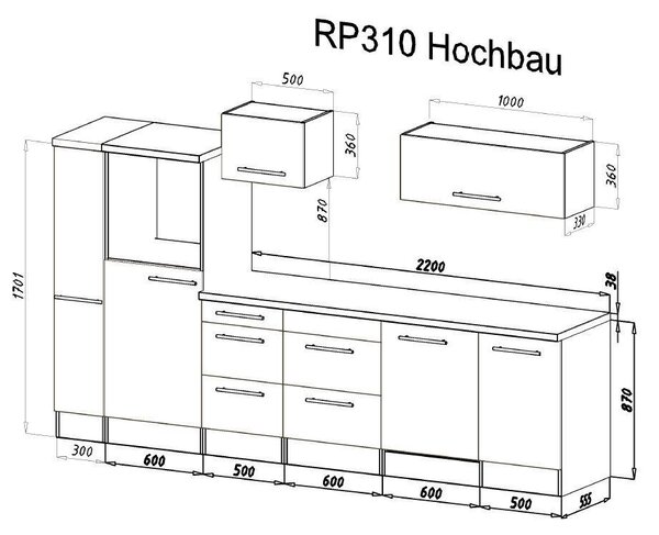 KUCHYNSKÝ BLOK 310 cm Respekta - Online Only kuchyne, Online Only