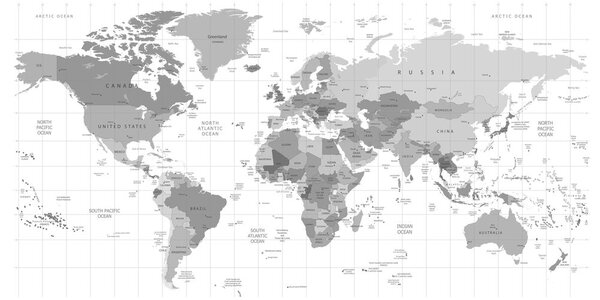 Obraz na korku šedá mapa na bielom pozadí