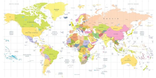 Obraz na korku mapa na bielom pozadí