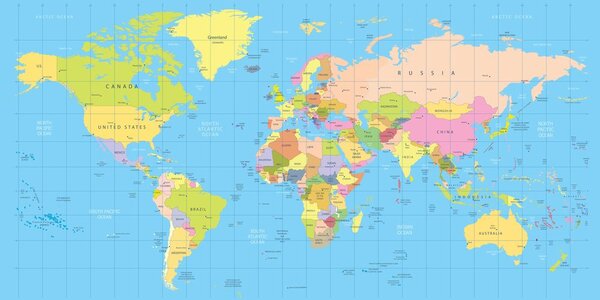 Obraz na korku mapa na modrom pozadí
