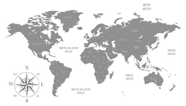 Obraz na korku decentná mapa v šedom prevedení