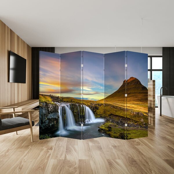 Paraván - Hora a vodopády na Islande (210x170 cm)