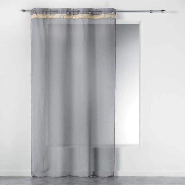 Jednofarebná sivá záclona do obývačky FRANGY Sivá