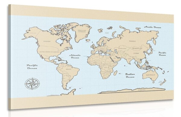 Obraz mapa sveta s béžovým okrajom