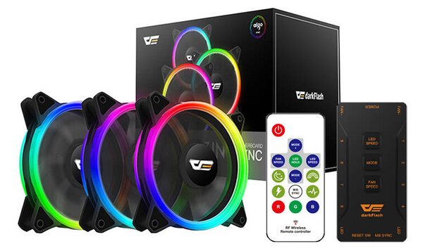 Sada počítačových ventilátorov ARGB Darkflash DR12 Pro 3v1 120x120 (čierna)