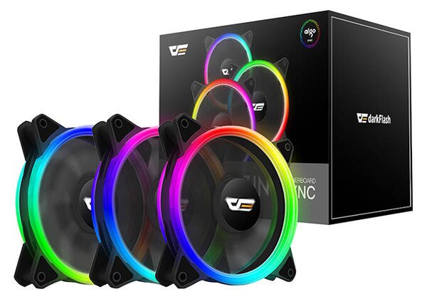 Sada počítačových ventilátorov ARGB Darkflash DR12 Pro 3v1 120x120 (čierna)