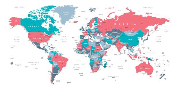 Obraz na korku mapa sveta s pastelovým nádychom