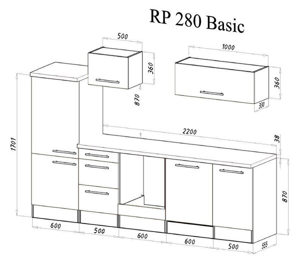 KUCHYNSKÝ BLOK 280 cm Respekta - Online Only kuchyne, Online Only