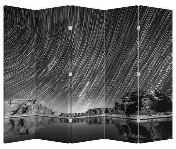 Paraván - Čiernobiela hviezdna obloha (210x170 cm)
