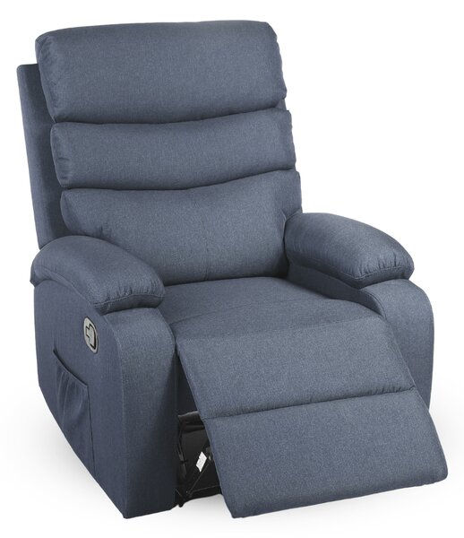 Relaxačné polohovacie TV kreslo VELORA — látka, tmavosivá, nosnosť 130 kg