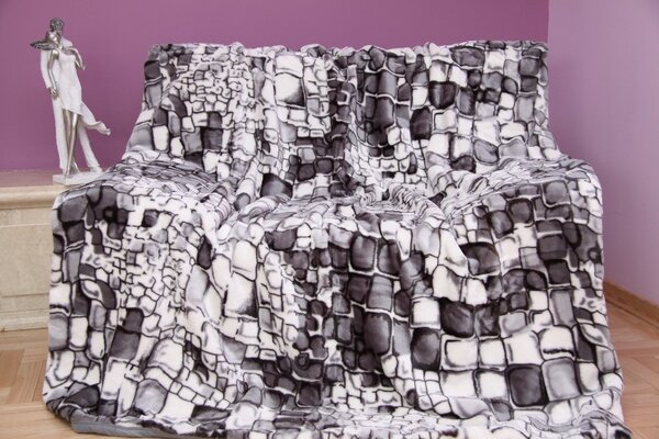 Luxusná deka z akrylu sivá s motívom kameňov Sivá