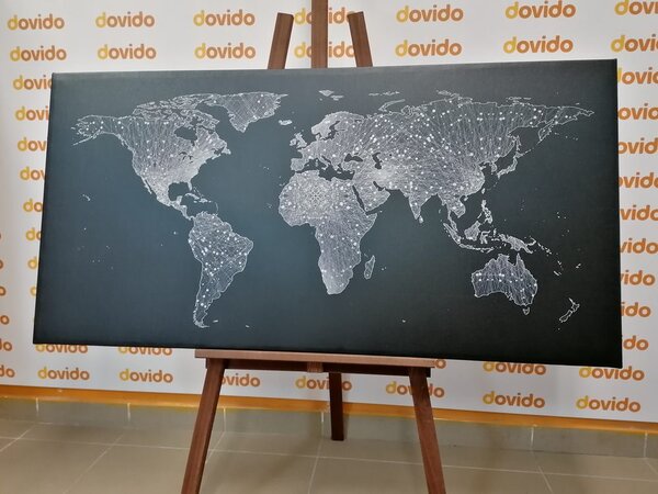 Obraz na korku nočná čiernobiela mapa sveta