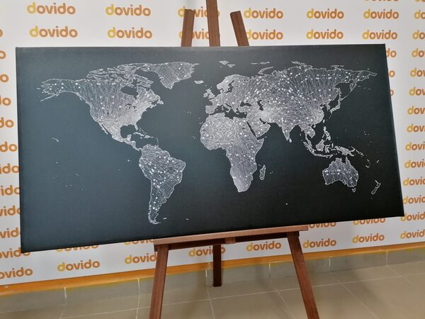 Obraz na korku nočná čiernobiela mapa sveta