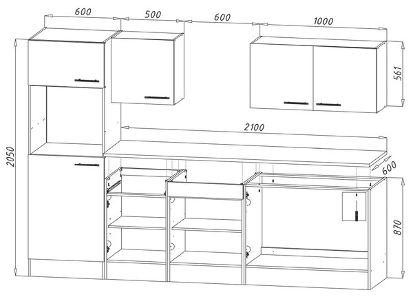 KUCHYNSKÝ BLOK BEZ SPOTREBIČO 270/205/60 cm Respekta - Online Only kuchyne, Online Only
