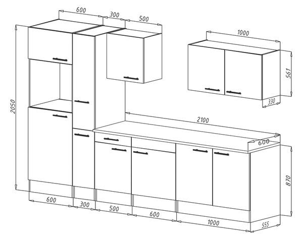 KUCHYNSKÝ BLOK BEZ SPOTREBIČO 300/205/60 cm Respekta - Online Only kuchyne, Online Only