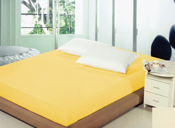 Bavlnené žlté prestieradlo na posteľ