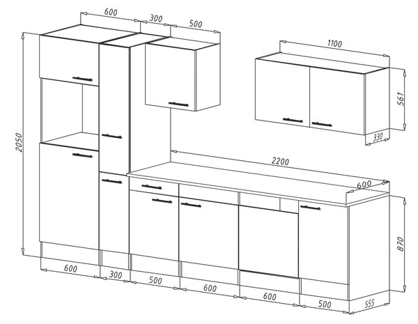 KUCHYNSKÝ BLOK BEZ SPOTREBIČO 310 cm Respekta - Online Only kuchyne, Online Only