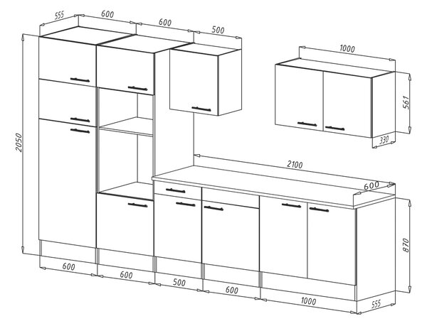 KUCHYNSKÝ BLOK BEZ SPOTREBIČO 330 cm Respekta - Online Only kuchyne, Online Only