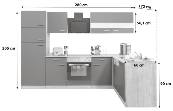 KUCHYNSKÝ BLOK BEZ SPOTREBIČO 280 cm Respekta - Online Only kuchyne, Online Only