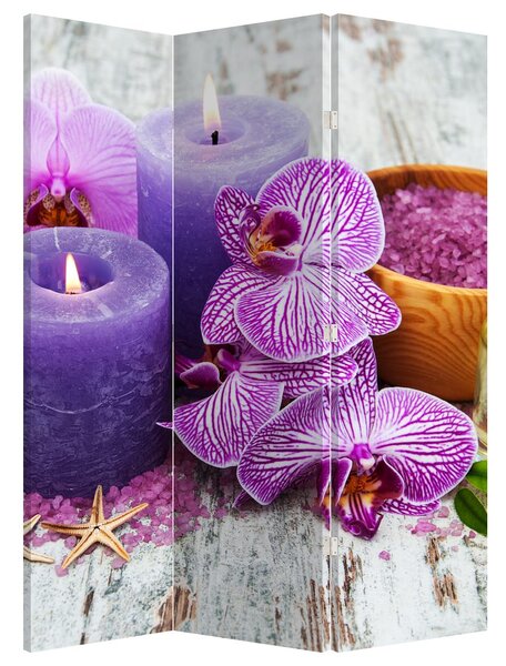 Paraván - Orchidey a sviečky (126x170 cm)