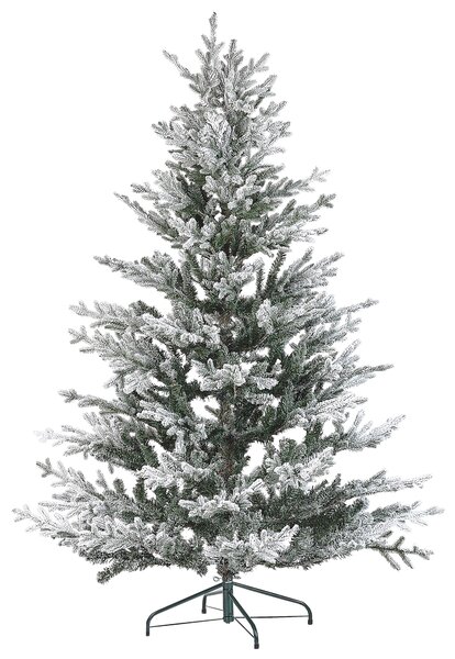 Umelý vianočný stromček biely syntetický 180 cm snehom matné vločkované závesné vetvy sviatky