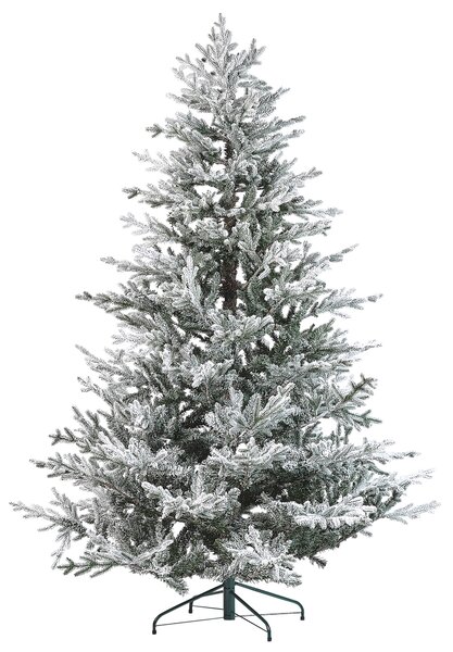 Umelý vianočný stromček Biely Syntetický 210 cm Snehom matné vločkované závesné vetvy sviatky