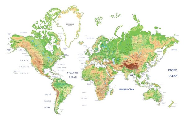 Obraz na korku klasická mapa sveta s bielym pozadím