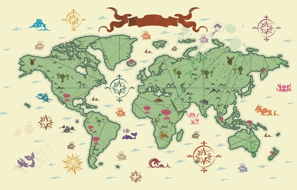 Obraz na korku originálna mapa sveta
