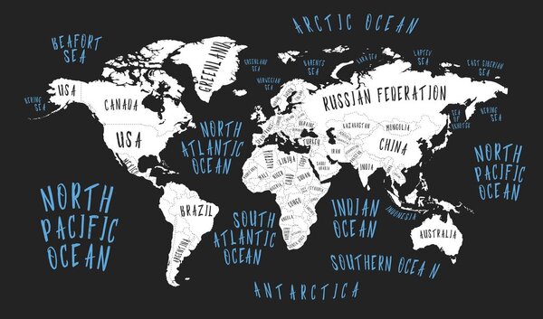 Obraz na korku mapa sveta v modernom prevedení
