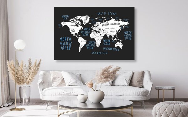 Obraz na korku mapa sveta v modernom prevedení
