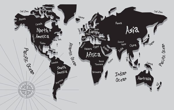 Obraz na korku jedinečná čiernobiela mapa